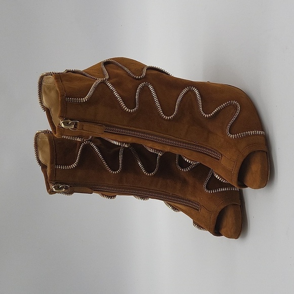 941- Bionda Castana Ankle Suede Boots Open Toe Made In Italy Size 6.5 - Picture 2 of 12